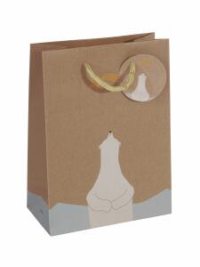 Geschenktasche klein - braun - Eisbär mit Sternschnuppe 17 x 23 x 9 cm