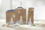 Geschenktasche Flasche - braun Eisbär mit Sternschnuppe10 x 35 x 8 cm
