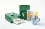 SIGEL GT501 Geschenktasche SIGEL klein - opalgrün - grün - mit Bodeneinlage, Geschenkanhänger und farblich abgestimmten Tragekordeln - Weißkarton, Kunststoff - 17 x 23 x 9 cm