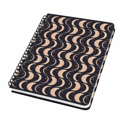 SIGEL JN624 Spiral-Notizbuch Jolie - Moonlight Melody - punktkariert (Dot-Lineatur) - 100 g/m² - ca. A5 - schwarz/beige/apricot - Hardcover - 120 Seiten - FSC-zertifiziert