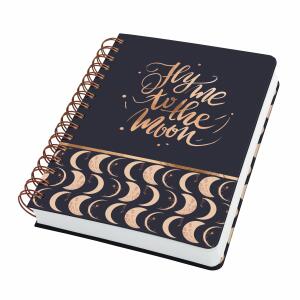 SIGEL JN625 Spiral-Notizbuch Jolie - Moonlight Melody - punktkariert (Dot-Lineatur) - 120 g/m² - ca. A5 - schwarz/beige/apricot - Hardcover - 240 Seiten - FSC-zertifiziert
