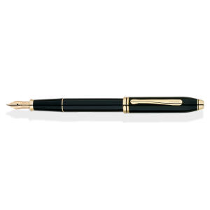 Cross Füllfederhalter Townsend Schwarz-Lack, 18-Karatgold F-Feder