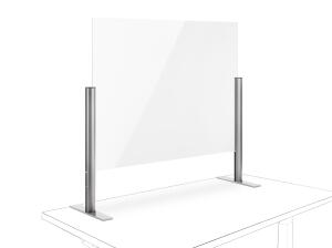 Novus POS Protect 75x50 F, mit Standfuß Säule silber, Acrylglas Trennwand