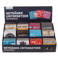 Untersetzer mit Korkboden, Slogans, ca. 9,5 cm,