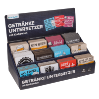 Untersetzer mit Korkboden, Slogans, ca. 9,5 cm,