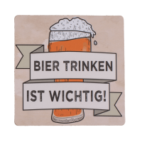 Untersetzer mit Korkboden, Slogans, ca. 9,5 cm,