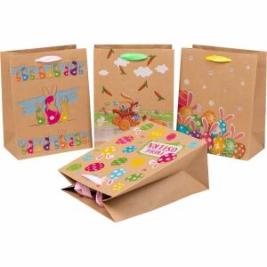Geschenktasche Premium  Ostern 23x18x10cm, natur, 4 verschiedene Motive,, Heku