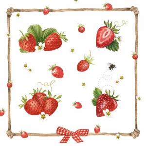 Serviette 33x33cm  Strawberry& Bumblebee, 3-lagig, 20 Stück, ti-flair