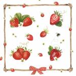 Serviette 33x33cm  Strawberry& Bumblebee, 3-lagig, 20...