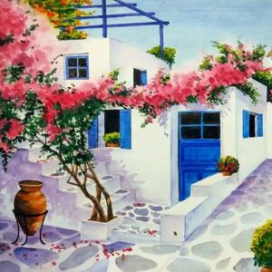 Serviette 33x33cm  Greece Village, 3-lagig, 20 Stück, ti-flair