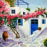 Serviette 33x33cm  Greece Village, 3-lagig, 20...