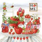 Serviette 33x33cm  Strawberry Home, 3-lagig, 20...