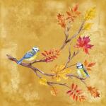 Serviette 33x33cm  Oiseaux sur Branche de, 3-lagig, 20...
