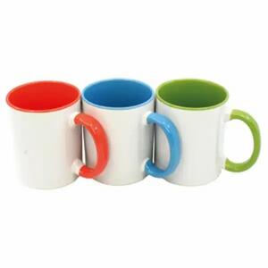 Kaffeetasse 250ml  farbiger Griff sortiert, 3 verschiedene Farben