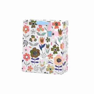 Geschenktasche Flowermix  gold 260x320x125mm, Größe (BxHxT): 260 x 320 x 125 mm