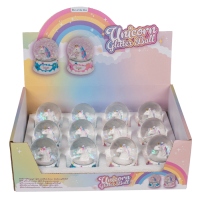 Glitterkugel, Einhornkopf, auf Sockel, Unicorn,