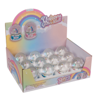 Glitterkugel, Einhornkopf, auf Sockel, Unicorn,