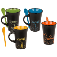 OOTB Schwarzer Becher mit Löffel Coffee