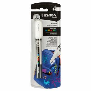 Permanentmarker MARK ALL  2mm weiß Blister, Tinte auf Wasserbasis,für alle Oberflächen, LYRA