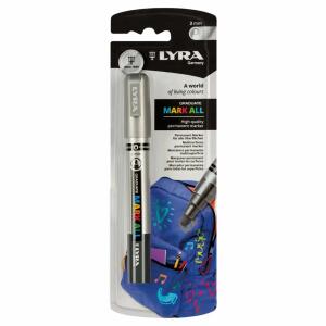 Permanentmarker MARK ALL  2mm silber, Tinte auf Wasserbasis,für alle Oberflächen, LYRA