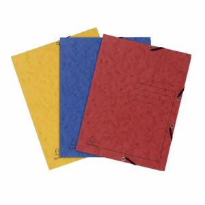 Sammelmappe A4 Karton  3er FSC-Mix, in rot, grün und gelb, mit Gummizug und 3 Klappen,, aus Karton 355g/m2,, Exacompta