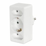 Steckdosenadapter 3fach  weiß, 1x Schutzkontakt, 2x...
