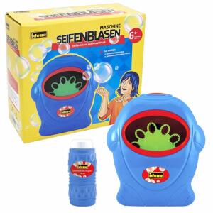 Seifenblasenmaschine  Idena 118ml blau, batteriebetrieben, mit Tragegriff,, inkl. 118 ml Seifenblasenflüssigkeit,, ab 6 Jahren
