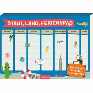 Stadt, Land, Ferienspaß  über 90 Vorlagen für den Spieleklassiker Stadt, Land, Fluss,, mit vielen lustigen Kategorien, ab 8 Jahren,, ars