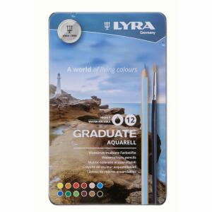 Aquarellstifte Graduate  12er 1 Pinsel, 12 Farben Metalletui, LYRA