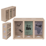 OOTB Holz-Spardose mit 3 Fächern Car/Home/Travels