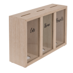 OOTB Holz-Spardose mit 3 Fächern Car/Home/Travels