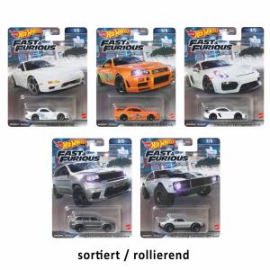 Hot Wheels Premium  Fast&Furious sortiert, 5fach sortiert, Kleine Autos in unterschiedlichen Designs,, zum Sammeln, Tauschen und gemeinsamen Spielen,, ab 3 Jahren,, Mattel