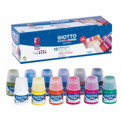 Acrylfarben GIOTTO Decor  12x 25ml, Farbe auf Wasserbasis, mit Matteffekt,, deckend, geruchsneutral,, LYRA