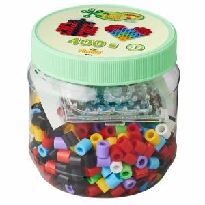 Bügelperlen maxi 400er  mit Stiftplatten, inklusive Stiftplatten kleines Quadrat und kleines Herz,, Motivvorlage, Bügelpapier und Anleitung, ab 3 Jahren, Hama