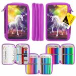 Idena Federmappe Triple  Einhorn 47teilig, Inhalt: 1...