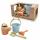 Eimer-Set in Geschenkbox  aus Bio Zuckerrohr, 4-teiliges Set aus Biokunststoff,, Inhalt: Gießkanne, Schaufel, Harke, Eimer,, ab 24 Monaten,, dantoy