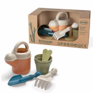 Pflanz-Set in Geschenkbox  aus Bio Zuckerrohr, 7-teiliges Set aus Kunststoff,, Inhalt: Gießkanne, Schaufel, Harke, Blumentöpfe, Pflöcke,, ab 24 Monaten,, dantoy