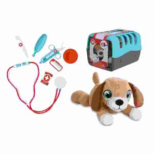 Spielset Tierarztkoffer  Transportbox, Plüschhund, Tierarztzubehör, ab 3 Jahren,, SIMBA