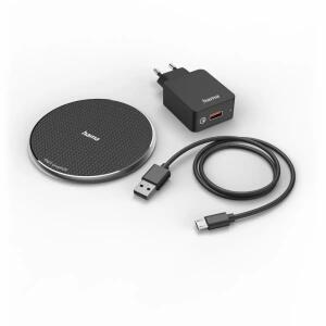 Wireless Charger Set  QI-FC10, 10W, kabelloses Smartphone-Ladepad, schwarz,, HAMA