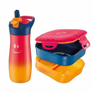 Pausenset Concept Kids  pink Lunchbox und Flasche, Inhalt: 1x Lunchbox 3in1 Concept Kids pink,, 1x Trinkflasche Edelstahl 580ml Concept Kids pink