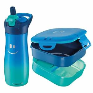 Pausenset Concept Kids  blau Lunchbox und Flasche, Inhalt: 1x Lunchbox 3in1 Concept Kids blau,, 1x Trinkflasche Edelstahl 580ml Concept Kids blau