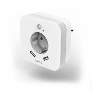 Nachtlicht-LED mit  Steckdose 2x USB-Ausgänge, Bewegungs- und Lichtsensor,, HAMA