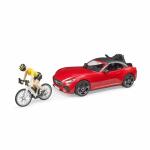 bruder Roadster 1:16 rot  mit Rennrad Radfahrerin, und...