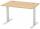 Schreibtisch FLEX MODUL, Dekor Buche, 1200 mm, höhenverstellbar, T-Fußgestell Alusilber, 25 mm Platte, 2 Kabeldurchlässe, 80 kg belastbar. Maße: 1200 x 800 x 600-1255 mm (BxTxH)