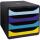 Exacompta Schubladenbox Bee Blue, 4 Fächer, mehrfarbig, für A4+, offene Schubladen, Stopp-Mechanismus
