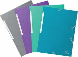 Sammelmappe Teksto, DIN A4, Karton, sortiert (grau, grün, türkis, lila), 1 Packung = 4 Stück