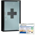 Erste-Hilfe-Schrank, schwarz lackiertes Metall,...