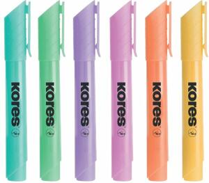 Textmarker High Liner Plus, 6er Etui, pastell, Keilspitze 0,5 - 5 mm, zitronengelb, blassrosa, orange, mintgrün, türkis, helllila, Tinte auf Wasserbasis