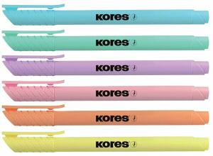 Textmarker Highliner 6er Etui, pastell, Keilspitze, zitronengelb, blassrosa, orange, mintgrün, türkis, helllila, Tinte auf Wasserbasis
