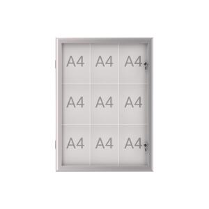Schaukasten MAULexcite für Außen, alu, für 9x A4, Flügeltür aus ESG-Sicherheitsglas, umlaufende Dichtung und integriertes Schloss,  Außenmaße: 100 x 73,9 x 2,8 cm